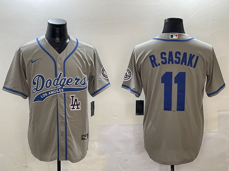 Men Los Angeles Dodgers #11 R Sasaki grey 2025 MLB nike jersey style 20->los angeles dodgers->MLB Jersey